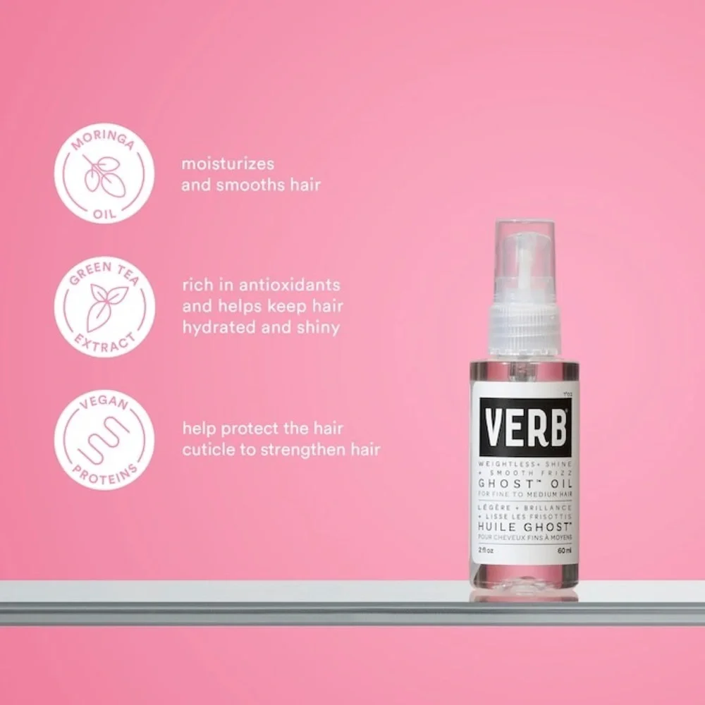 Verb Ghost™ Oil Heat Protectant Smooth & Shine 2 oz / 60 mL – For Fine Hair
